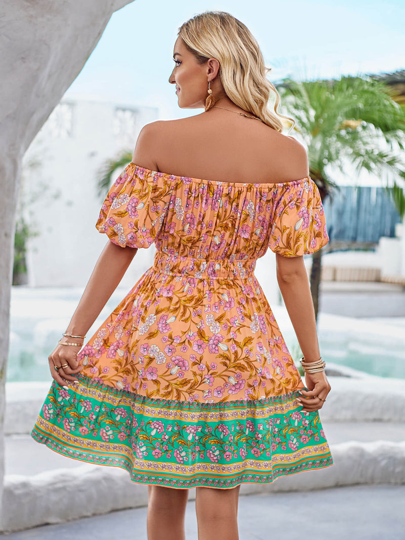 Ashlyn Off-shoulder Mini Dress - Orange