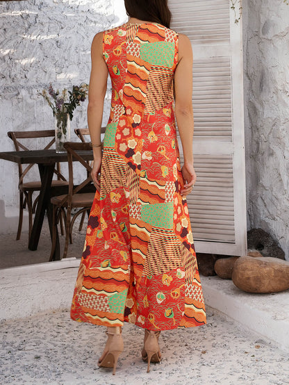 Emelia Print Maxi Dress - Orange