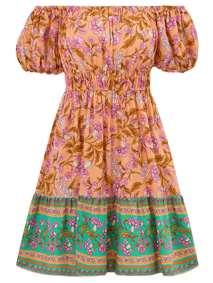 Ashlyn Off-shoulder Mini Dress - Orange