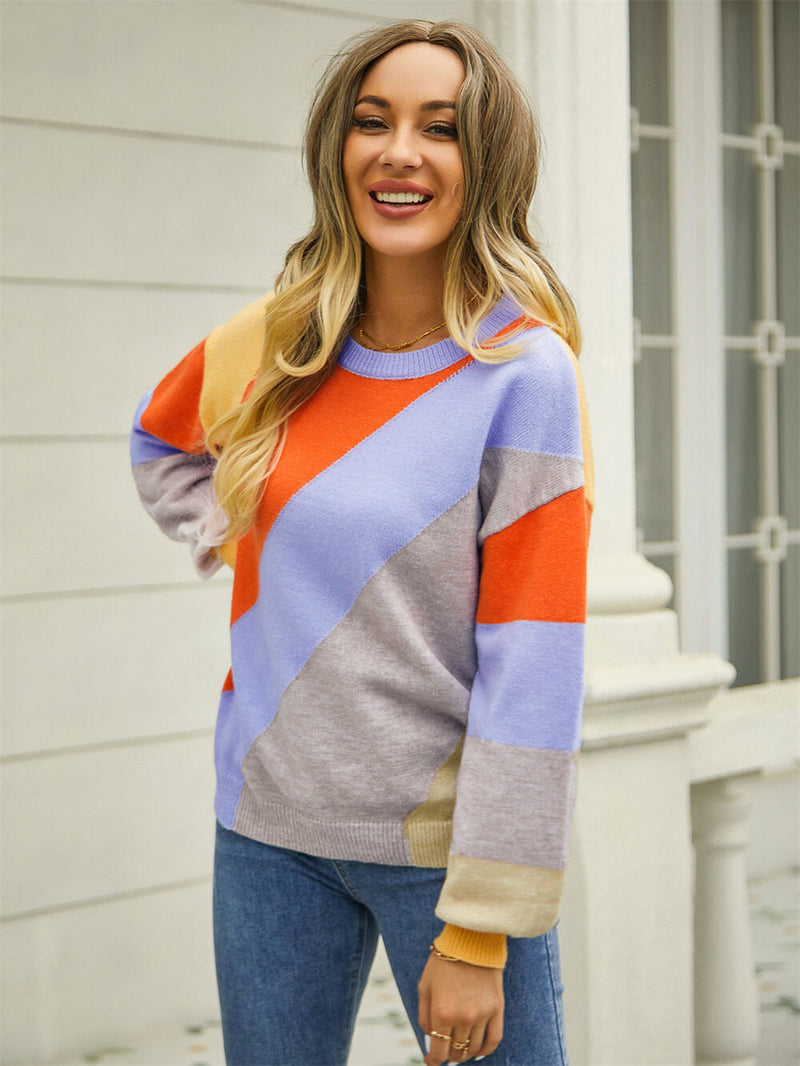 Whitfield Striped Knit Sweater - Orange