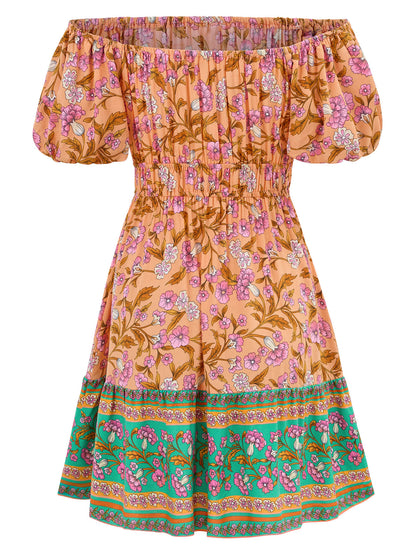 Ashlyn Off-shoulder Mini Dress - Orange