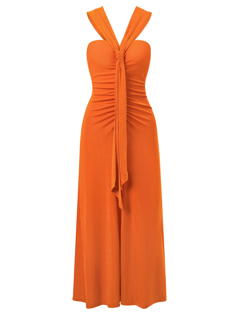 Rylee Halter Neck Maxi Dress - Orange
