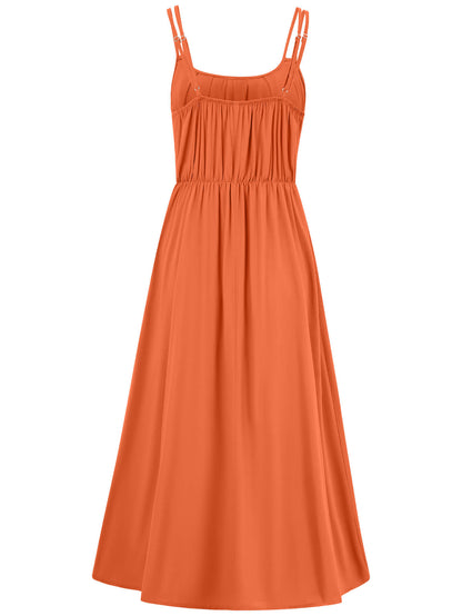 Touch of Lawn Front Tie Midi Dress - Orange