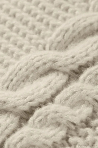 Oversized Cable Knit Crew Neck Sweater