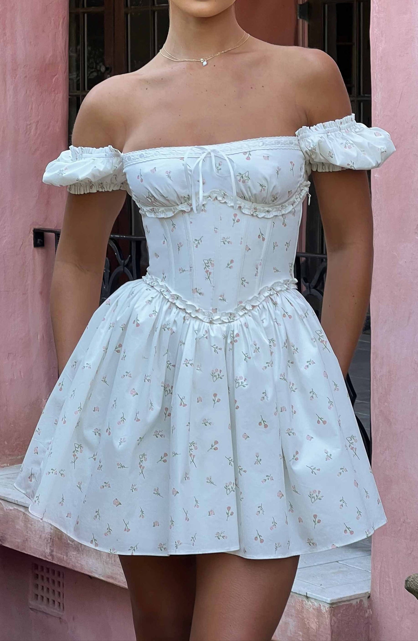 Clarice Mini Dress - Blush Print