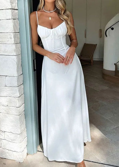 Soleil Maxi Dress – Yellow Spaghetti Strap Dress With Corset Bodice