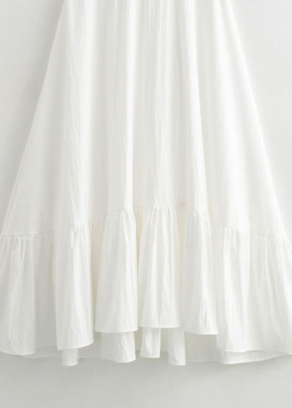Santorini Breeze - Flowy Maxi Dress With Tie Straps