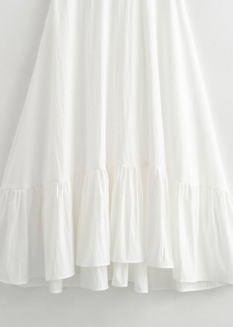 Santorini Breeze - Flowy Maxi Dress With Tie Straps
