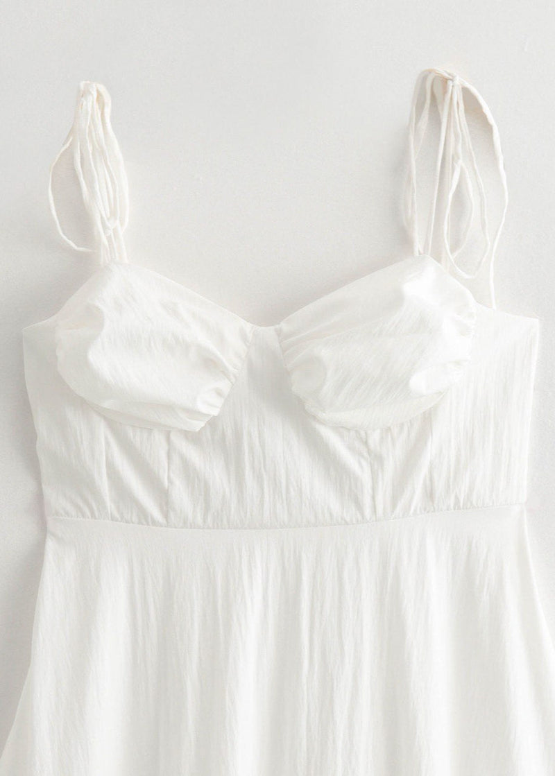 Santorini Breeze - Flowy Maxi Dress With Tie Straps