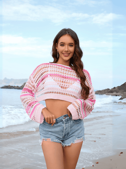 Novalie Cover Up Pullover Sweater - Pink