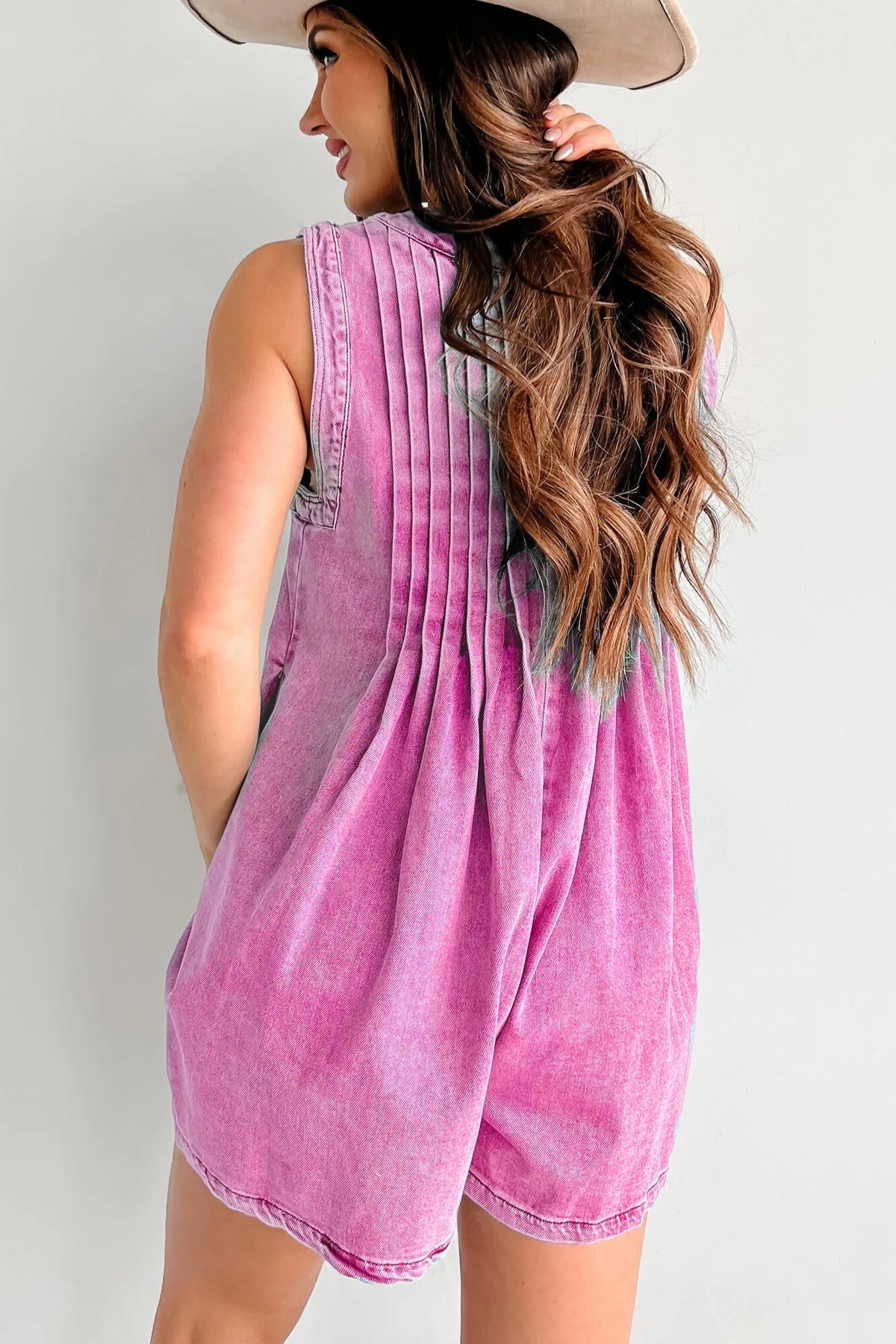 Abbey™ | Light Denim Romper With Tie Closure
