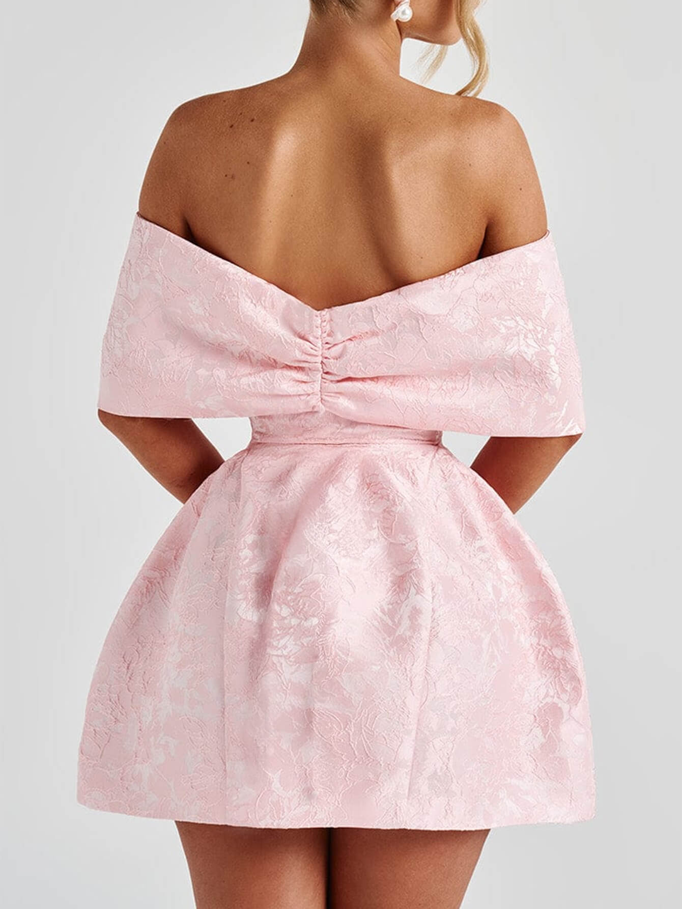 Whispering Bow Off the Shoulder Mini Dress