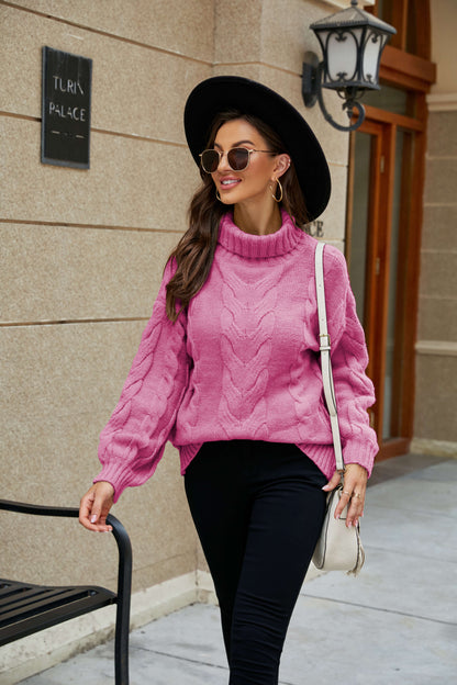 Alyson Turtleneck Cable Knit Sweater