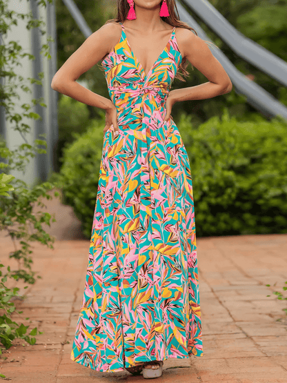 Cynthia V-neck Maxi Dress - Pink