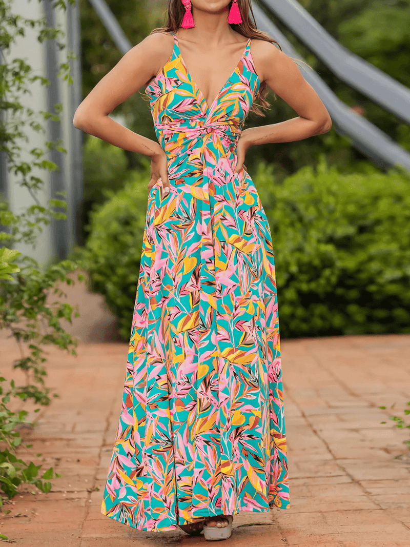 Cynthia V-neck Maxi Dress - Pink