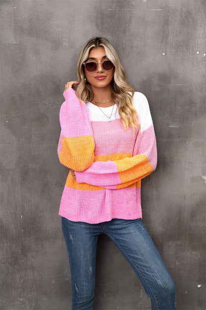 Chosen One Striped Knit Sweater - Pink