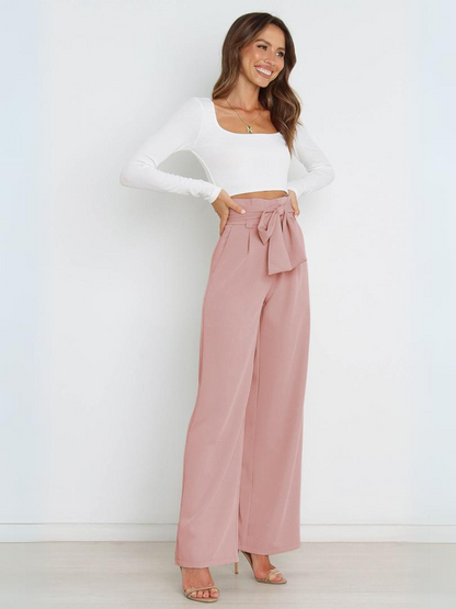 Iconic High Rise Pocketed Trouser Pants - Pink