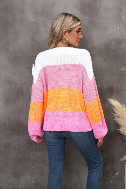 Chosen One Striped Knit Sweater - Pink