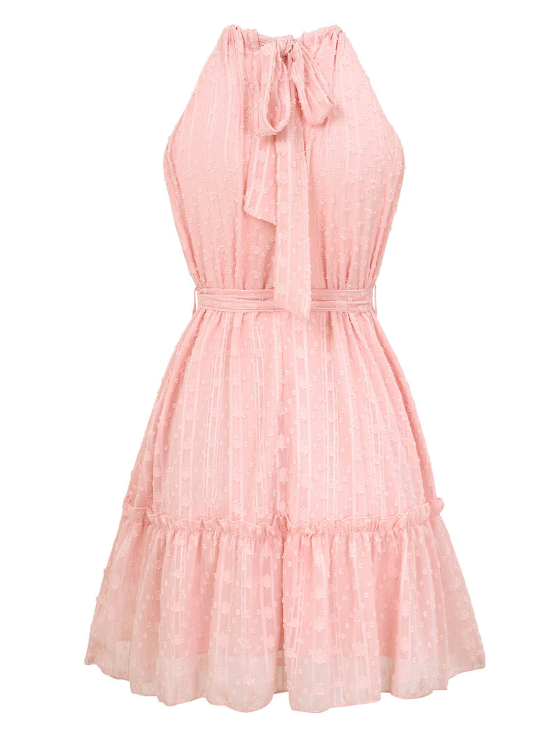 Priscilla Halter Babydoll Mini Dress - Pink