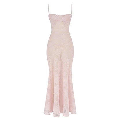 Pink Lady's Dream: Enchanted Lace Corset Back Long Dress