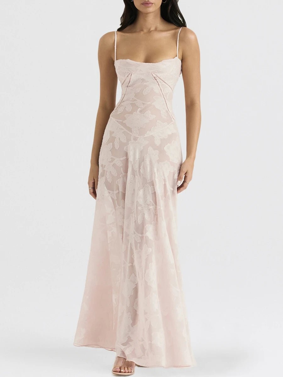 Pink Lady's Dream: Enchanted Lace Corset Back Long Dress