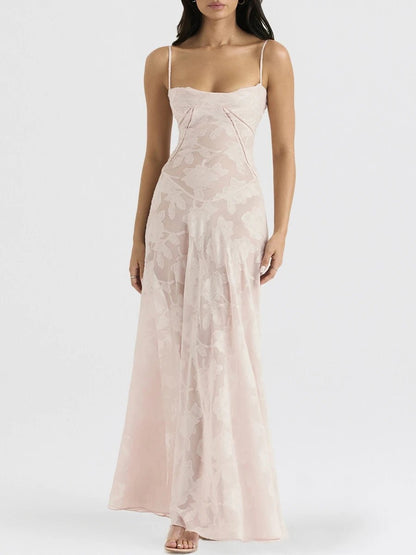 Pink Lady's Dream: Enchanted Lace Corset Back Long Dress