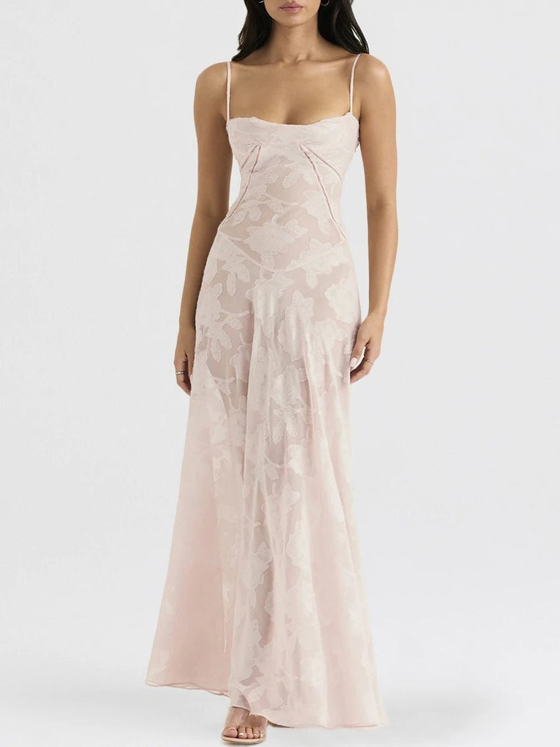 Pink Lady's Dream: Enchanted Lace Corset Back Long Dress