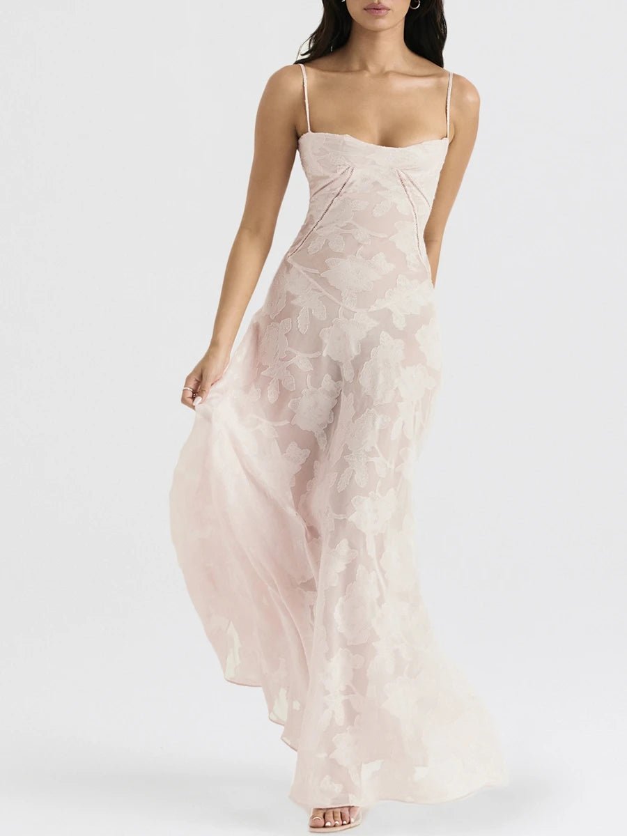 Pink Lady's Dream: Enchanted Lace Corset Back Long Dress