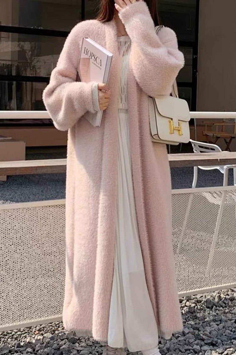 Color Fuzzy Long Cardigan