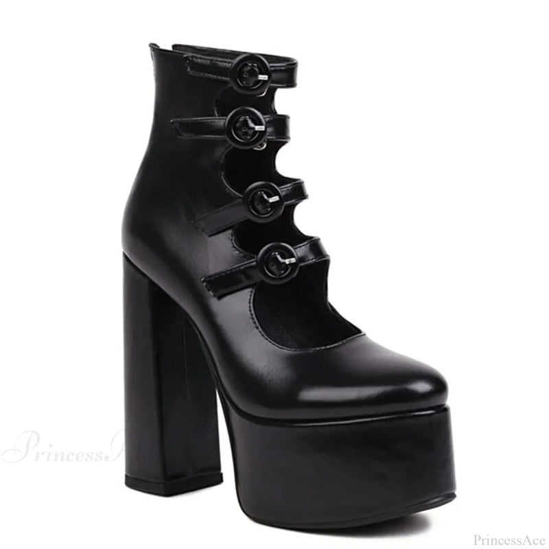 Platform Tall Heels Summer Cutout Dark Boot