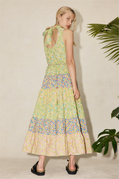 Stand Collar Sleeveless Midi Dress
