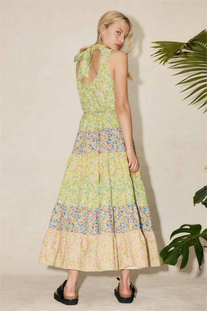 Stand Collar Sleeveless Midi Dress