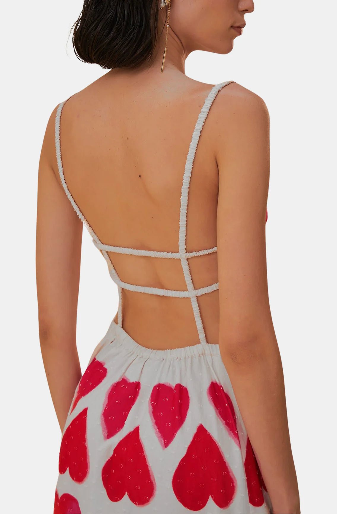 Printed Hearts Off-white Straps Maxi Dress - Flirty Valentine's Day Look