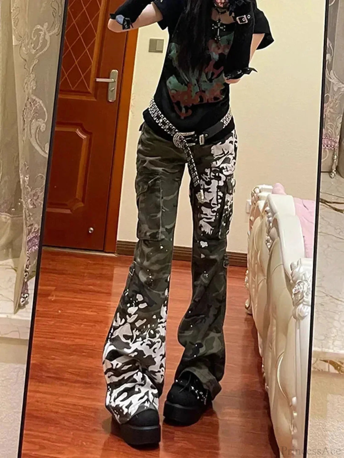 Printed Medieval Dragon Flared Pant