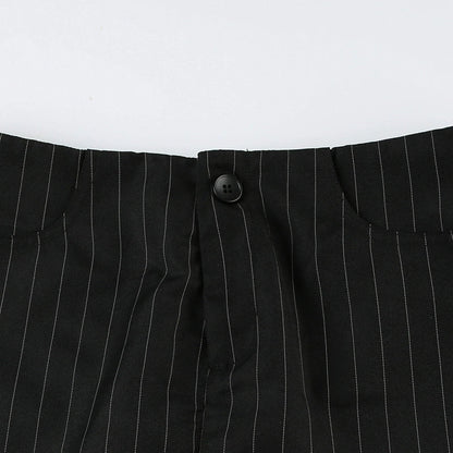 Black Striped Low Waist Mini Skirt