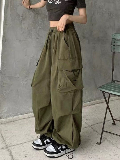 Y2k Drawstring Baggy Parachute Cargo Pants