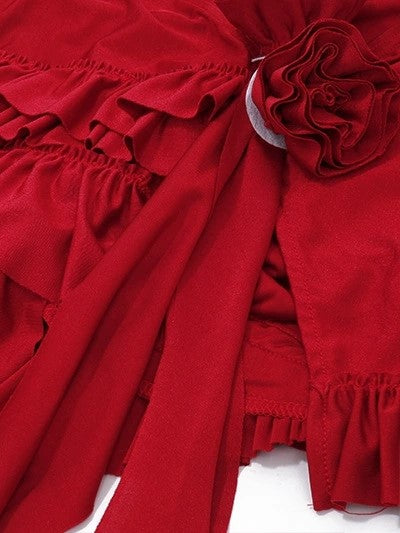 Red Y2k Flower Decoration Two Piece Set
