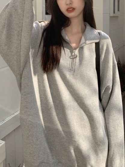 Oversized Half Zip Long Sleeve Sweatshirt