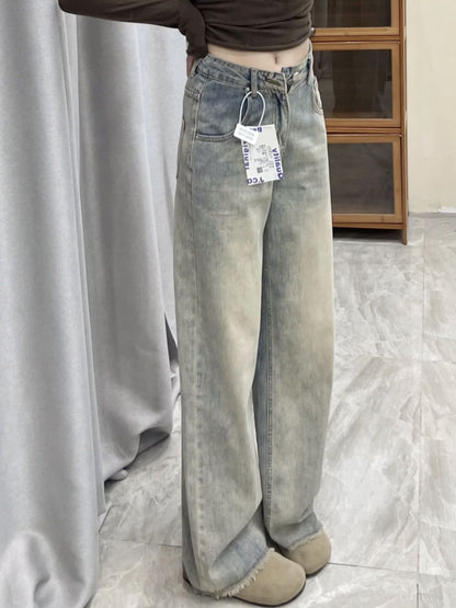 Light Faded Effect Raw Edge Boyfriend Pants
