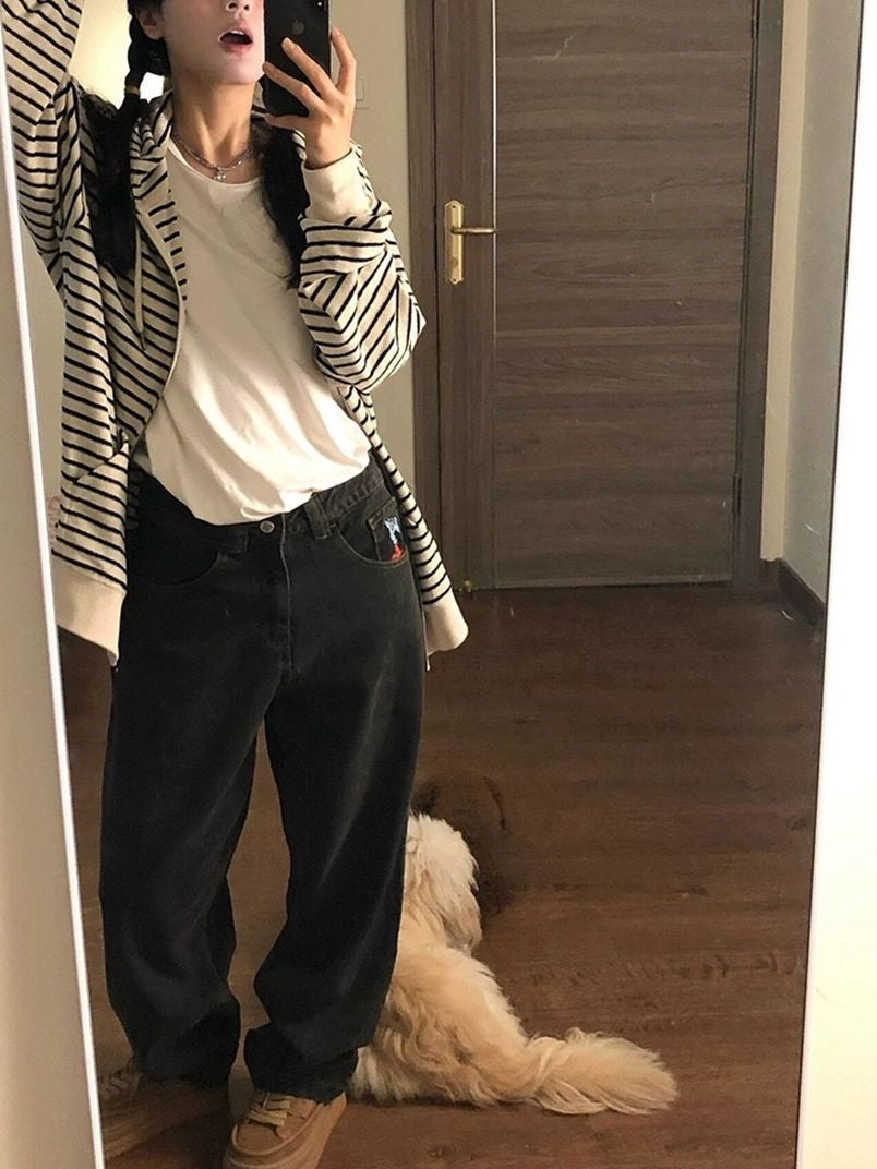 Stripe Zipper Cardigan Hoodie