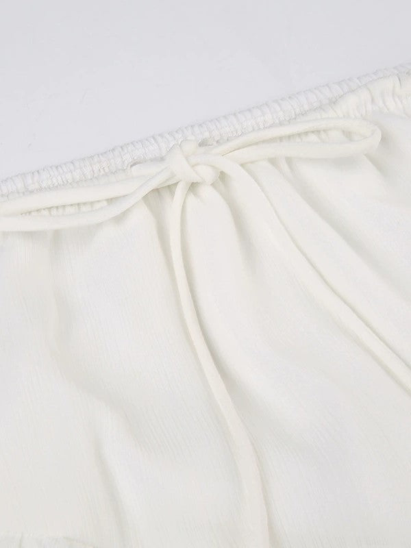 Split Lace Up Ruffle Patchwork Maxi Skirt