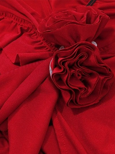 Red Y2k Flower Decoration Two Piece Set