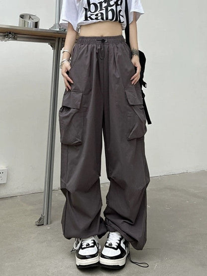 Y2k Drawstring Baggy Parachute Cargo Pants