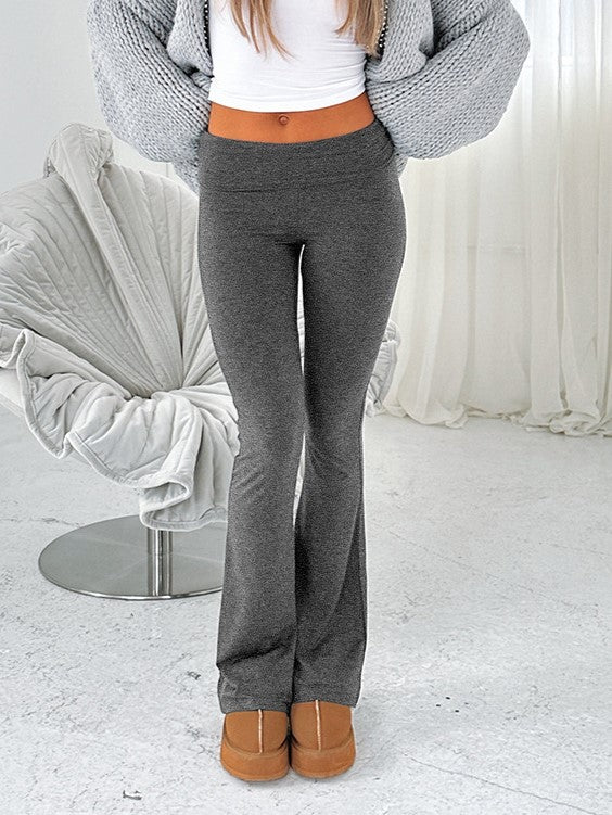 Basic Color High Waist Flare Pants