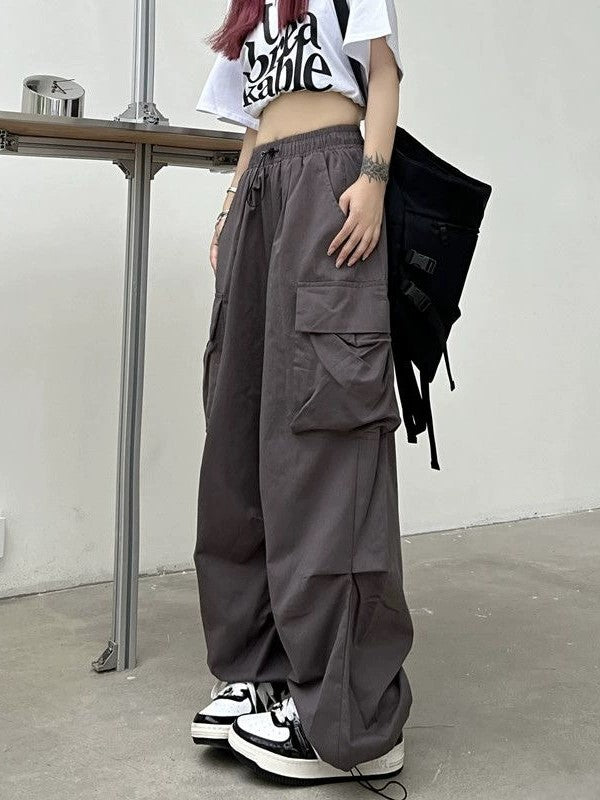 Y2k Drawstring Baggy Parachute Cargo Pants