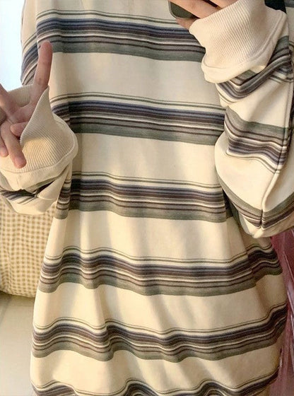 White Oversized Stripe Long Sleeve Sweatshirt