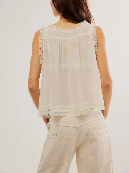 Color Hollow Out Ruffle Cardigan Tank Top