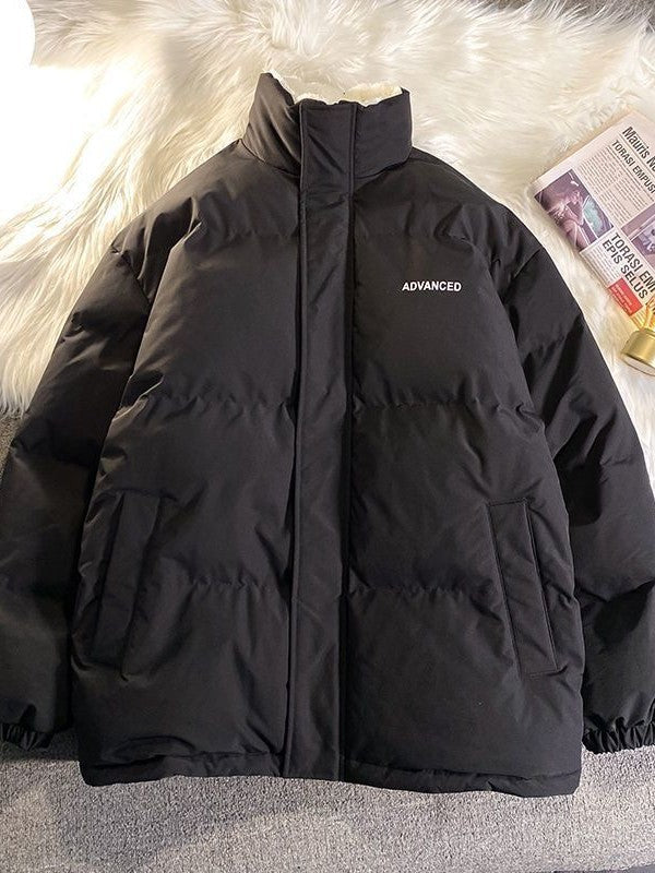 Short Padded Coat With High Neck and Zipper