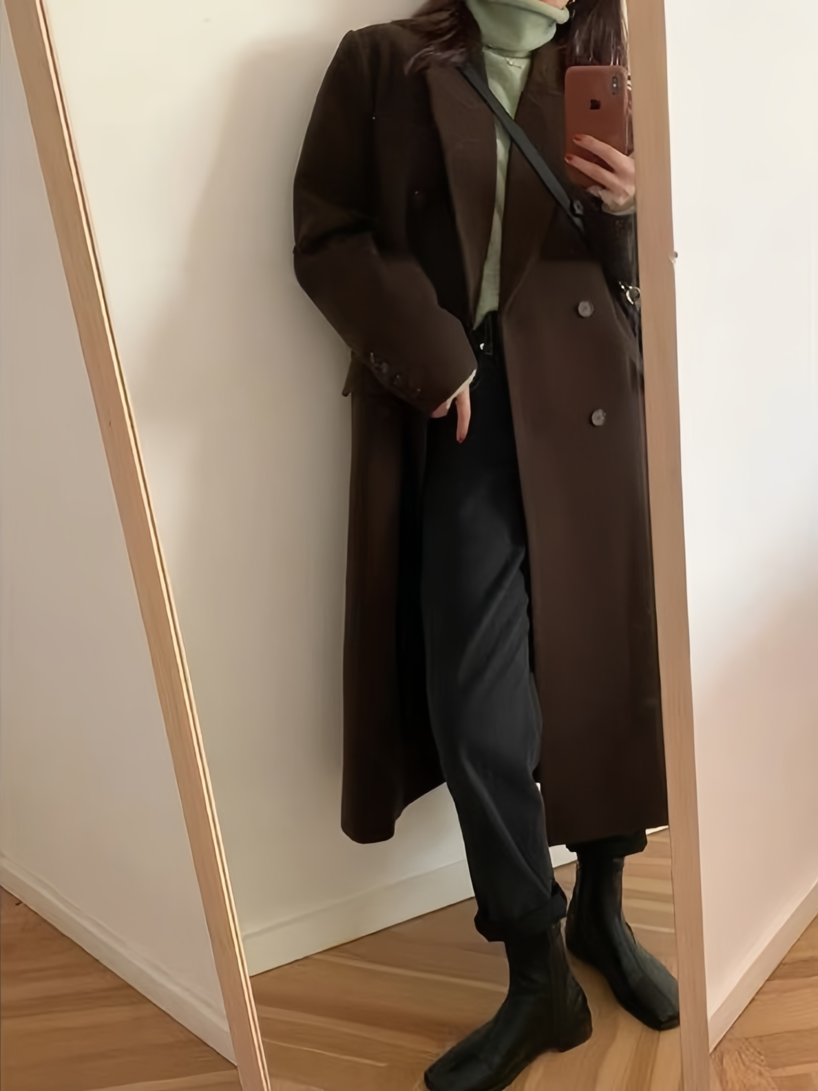Brown Long Coat With Lapel Collar