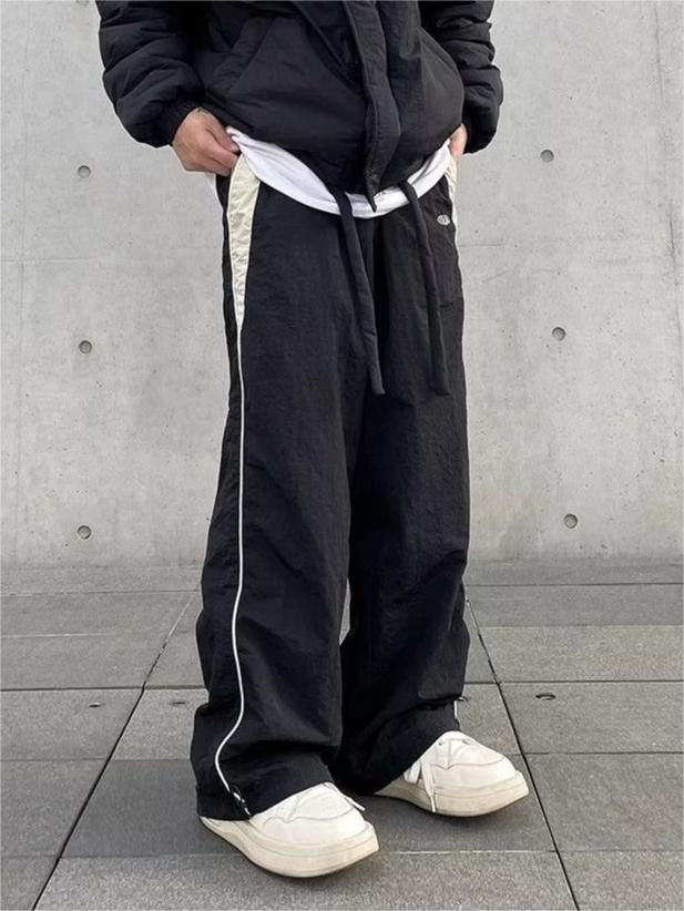 Contrast Color Hip Hop Drawstring Baggy Sweatpants